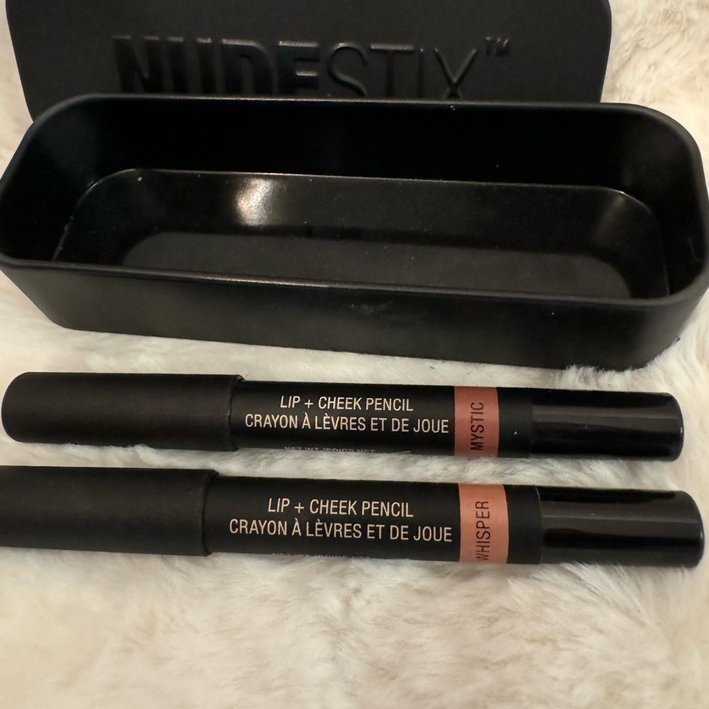 NUDESTIX LIP AND CHEEK PENCIL. Whisper and Mystic. Tin Included. NIB